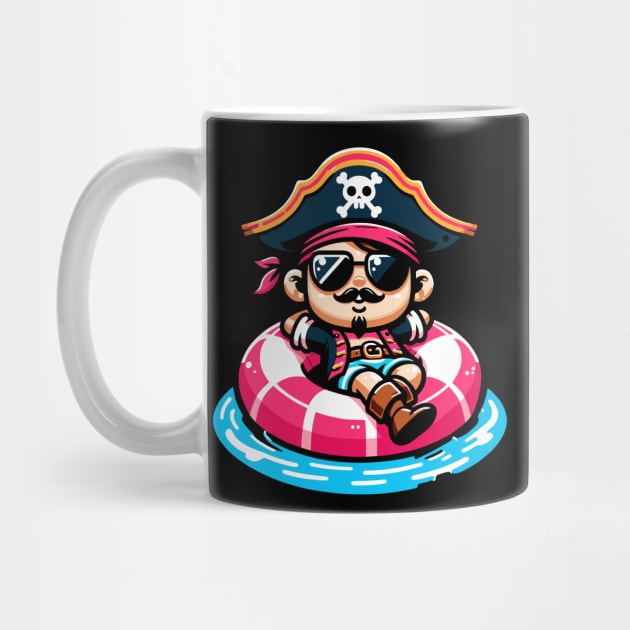 Pool Party Pirate Pink Float Funny Pirate by KsuAnn